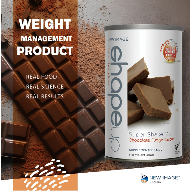 ShapeUp Chocolate 490g high protein low carbohydrate nutritional shake with vitamins and minerals.